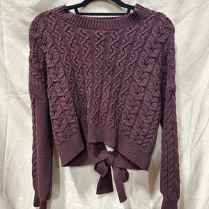 Windsor Brown Crew Neck Sweater with Cable Knit Design